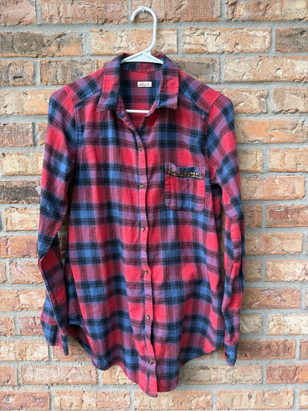 Hollister Red & Blue Plaid Button-Down Shirt